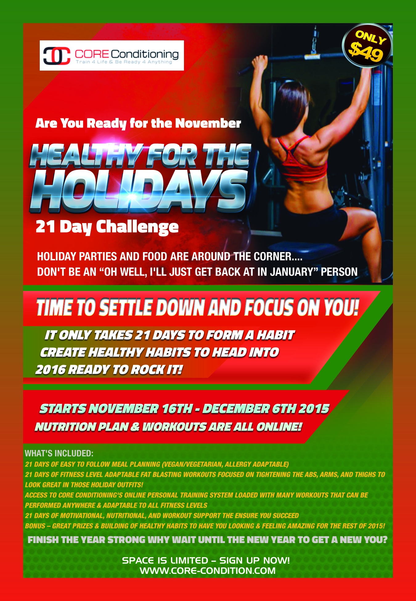 Are You Up For the Challenge? Register Now for the November Healthy For The Holidays 21 Day Challenge